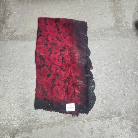 Black Tissue Organza Designer Sarees -- 5