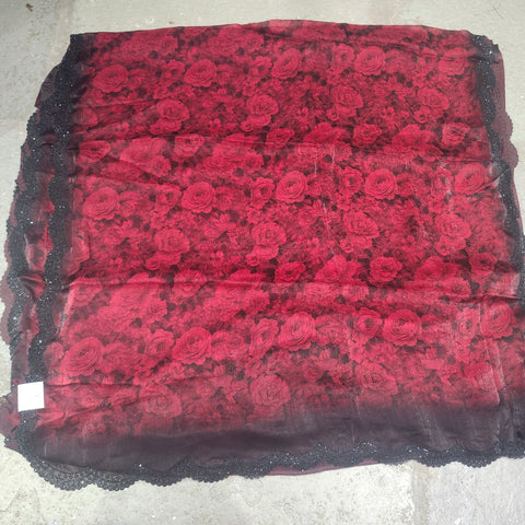 Black Tissue Organza Designer Sarees -- 5