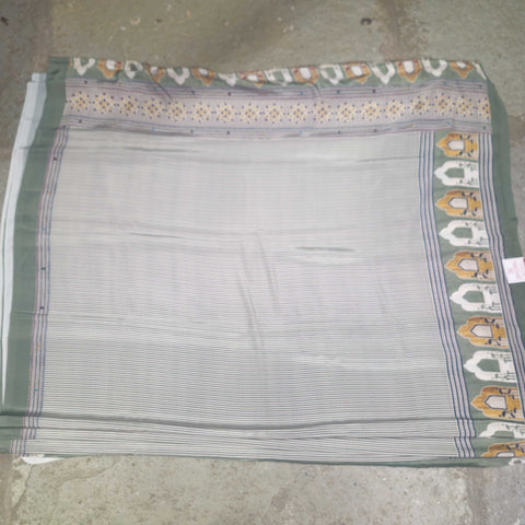 Satin Print Sarees With Fine Vertical Stripes