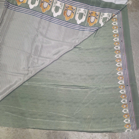 Satin Print Sarees With Fine Vertical Stripes