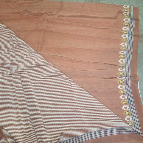 Satin Print Sarees With Fine Vertical Stripes