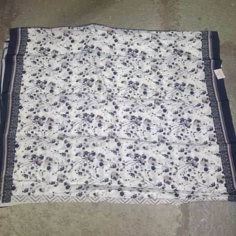 Satin Print Saree With Floral Print