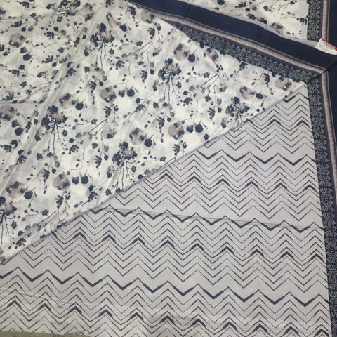 Satin Print Saree With Floral Print