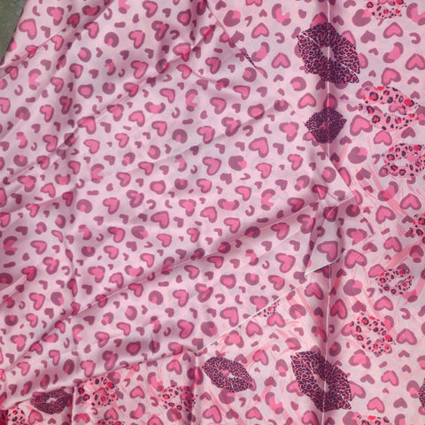 Satin Print Saree With Hearts