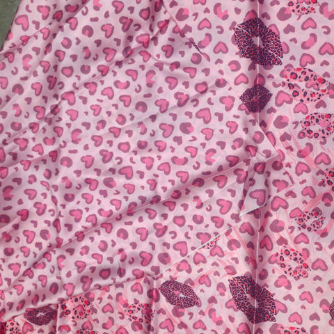 Satin Print Saree With Hearts
