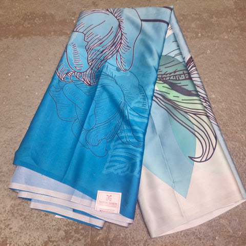 Satin Print Saree With Contemporary Floral Design