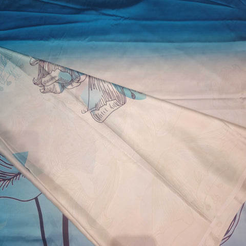 Satin Print Saree With Contemporary Floral Design