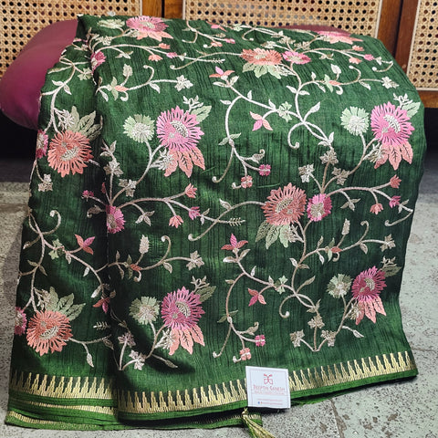 Tussar Embroidery Sarees-05