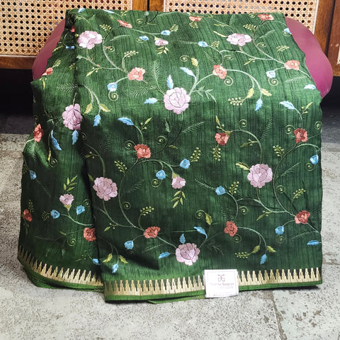 Tussar Embroidery Sarees-13