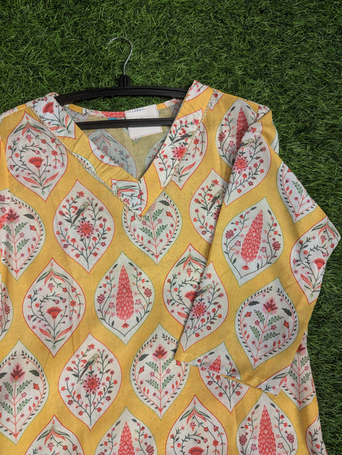 Organic Cotton Printed Kurti | Yellow (20)