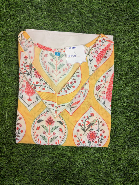 Organic Cotton Printed Kurti | Yellow (20)