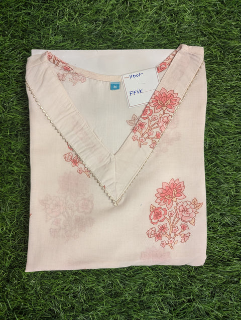 Organic Cotton Printed Kurti | Off White (21)