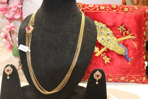 Ruby gold chandra haram set