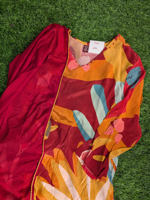 Italian Crepe Printed Kurti | Deep Red Print (26)