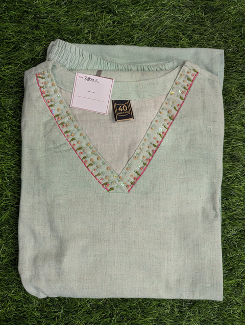 Lenin Printed Kurti | Sage Green (30)