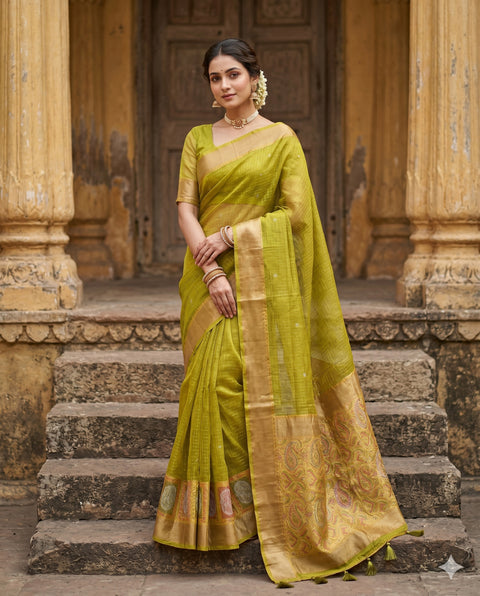 FANCY KANCHI SOFT SILK GREEN SAREE