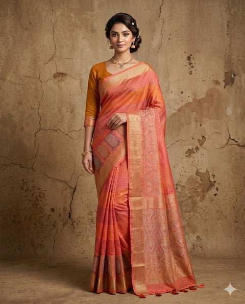 FANCY KANCHI SOFT SILK RUST RED SAREE