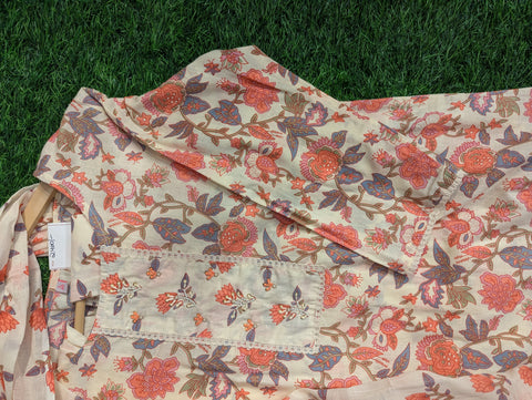 Cotton Printed Kurthi | Off White Floral Print (45)