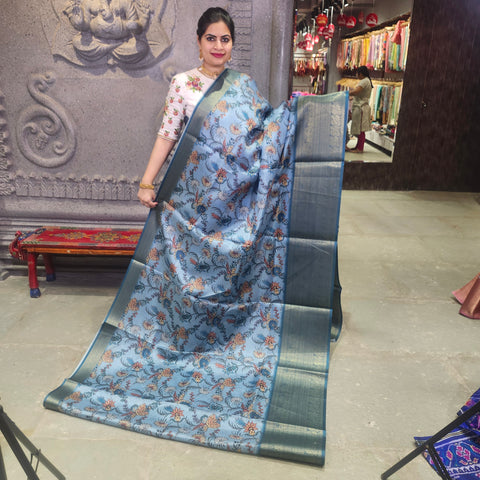 Harbor grey digital printed kota saree