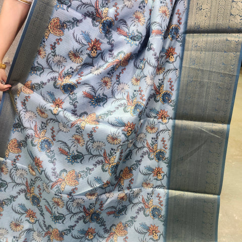 Harbor grey digital printed kota saree