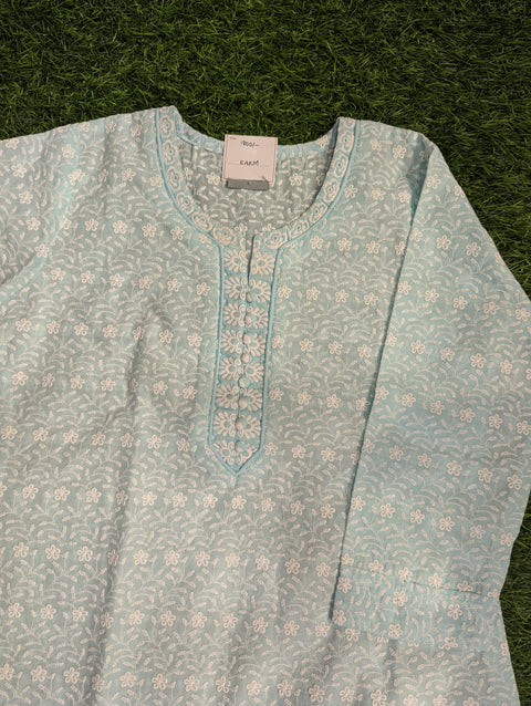 Cotton Chikankari Kurti| Light Blue Chikankari (50)