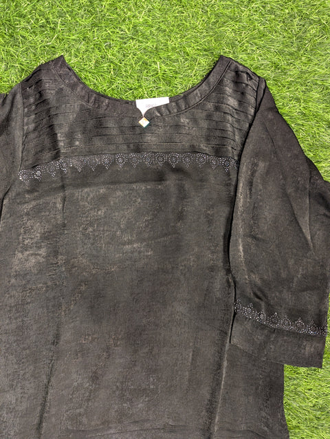 Glossy Crepe Kurti | Black (55)