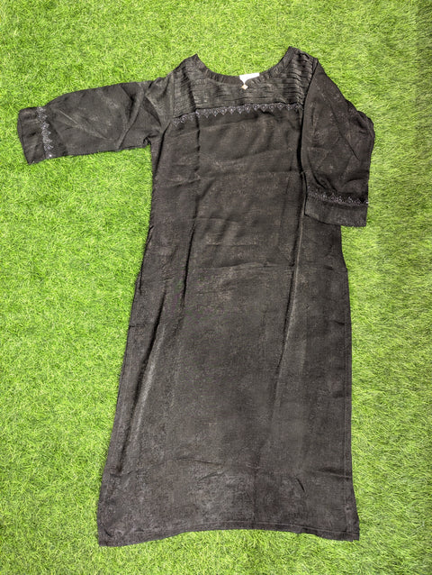 Glossy Crepe Kurti | Black (55)