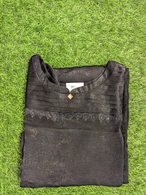 Glossy Crepe Kurti | Black (55)