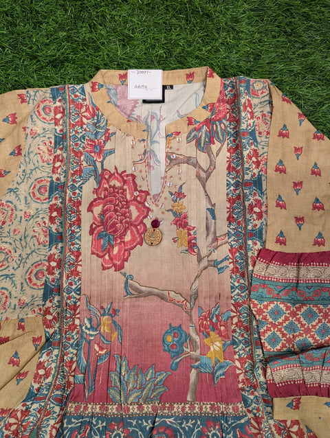 Italian Crepe Printed Kurti | Cream Yellow (59)