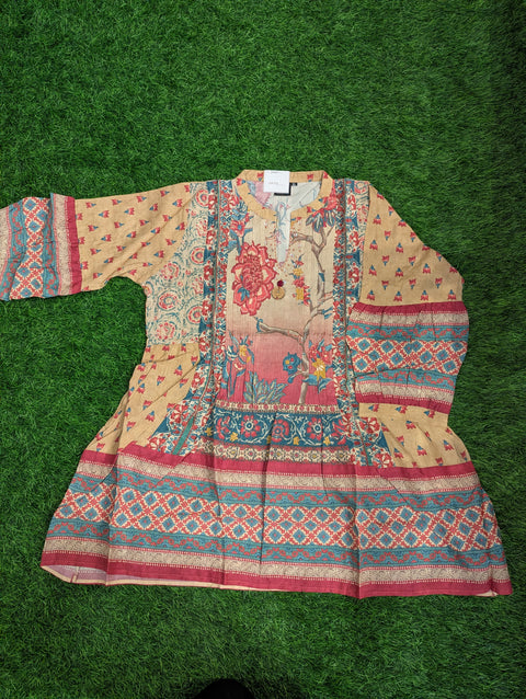 Italian Crepe Printed Kurti | Cream Yellow (59)