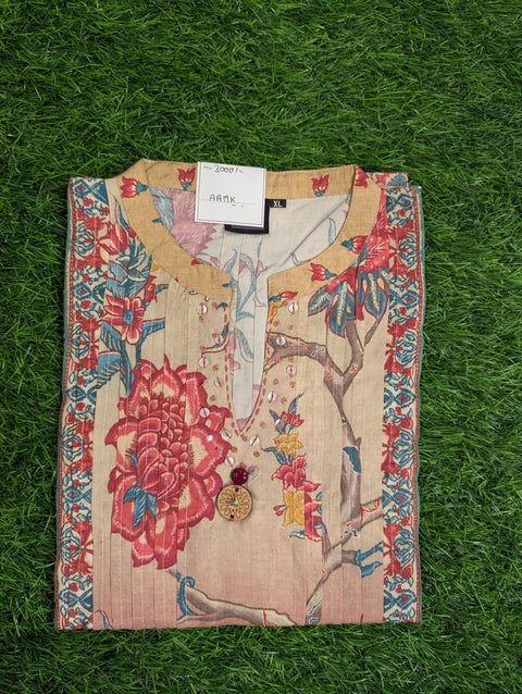 Italian Crepe Printed Kurti | Cream Yellow (59)
