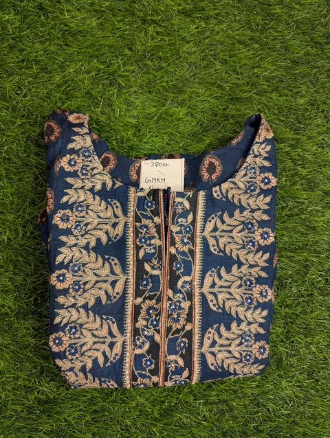 Italian Crepe Printed Kurti | Deep Blue Emb (60)