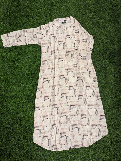 Lycra Crepe Kurti | White Printed (64)