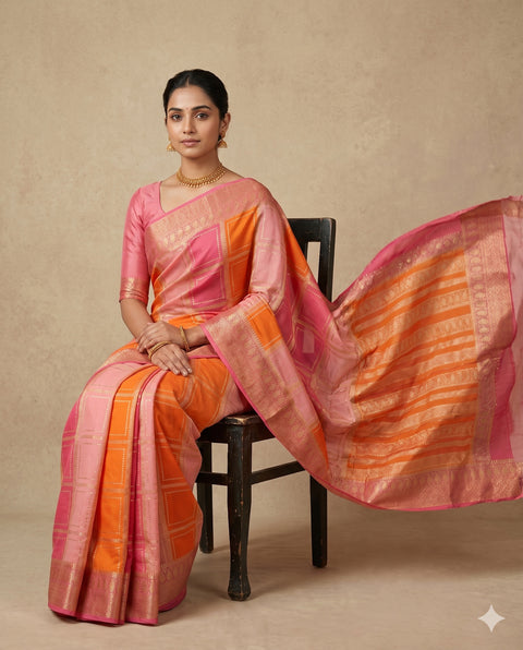 MYSORE SILK PEACH PINK SAREE