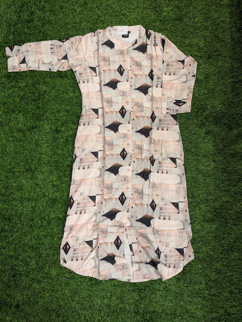 Lycra Crepe Kurti| Peach Printed (66)