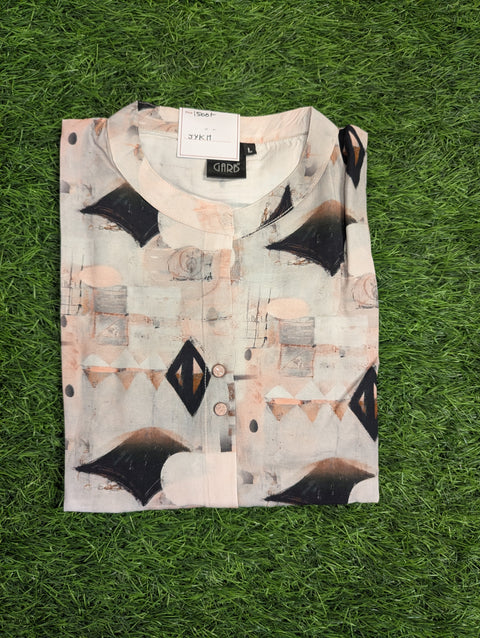 Lycra Crepe Kurti| Peach Printed (66)