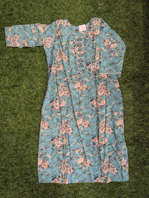Muslin Kurtii | Blue Floral Print (69)