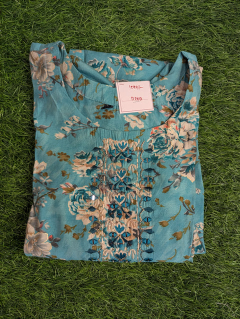 Muslin Kurtii | Blue Floral Print (69)
