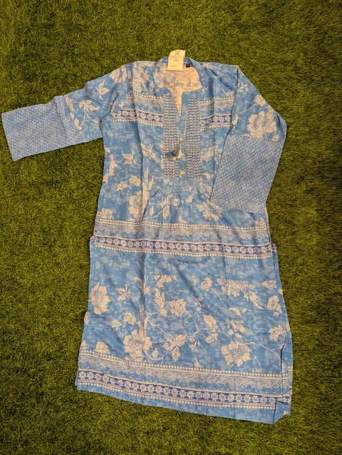 Muslin Kurti | Blue Mustard Print (72)