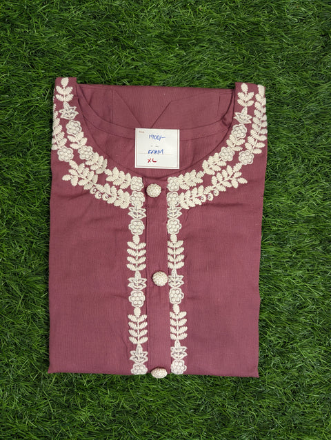 Pure Lycra Cotton Kurti| Deep Reddish Pink (74)