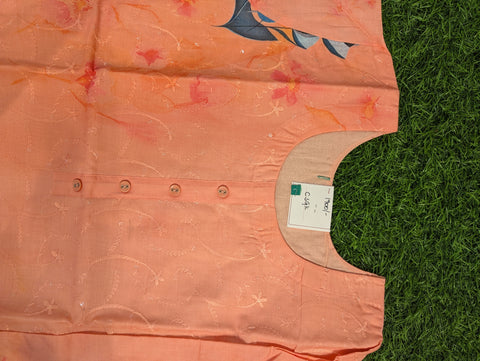 Cotton Printed Kurthi | Peach Orange (77)