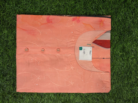 Cotton Printed Kurthi | Peach Orange (77)
