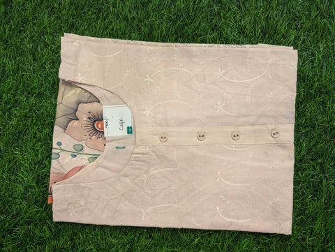 Cotton Printed Kurti | Cream Floral Print (80)