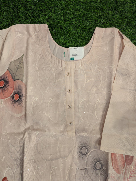 Cotton Printed Kurti | Cream Floral Print (80)