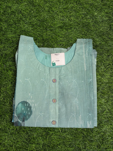Cotton Printed Kurthi | Sea Blue Print (81)