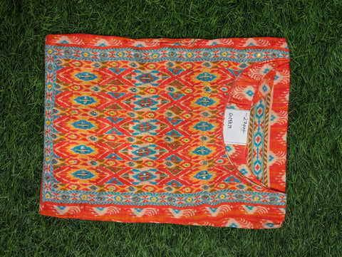 Muslin Kurti | Reddish orange blue print (87)