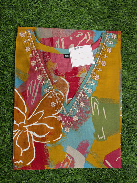 Premium Cotton Printed Kurtii | Multi color print floral (88)