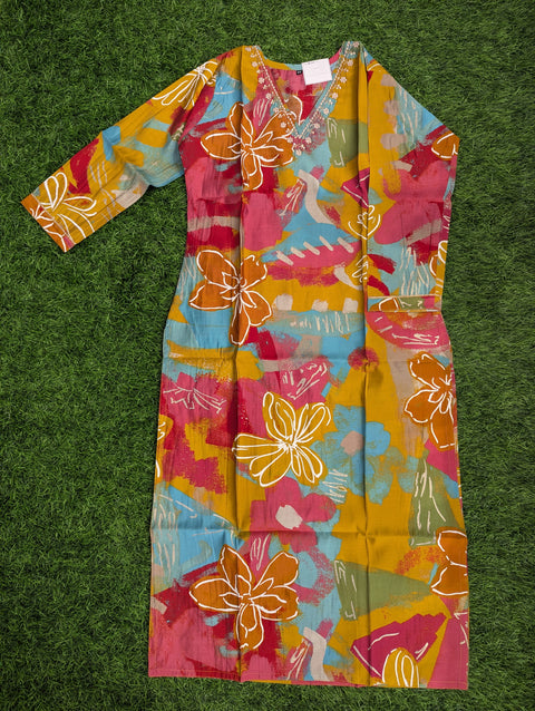 Premium Cotton Printed Kurtii | Multi color print floral (88)