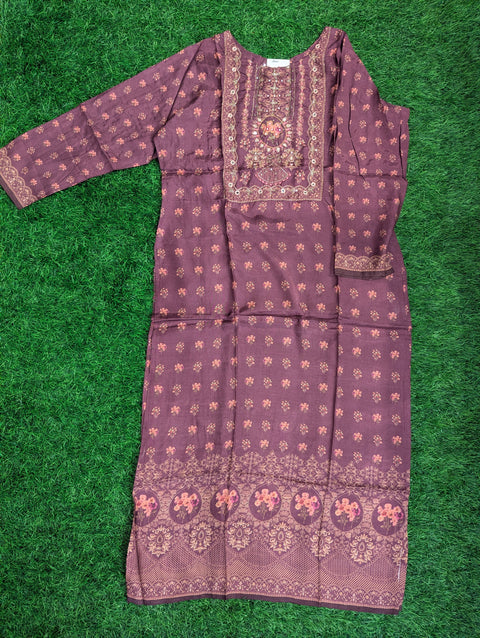 Muslin Printed Kurti | Purple (89)