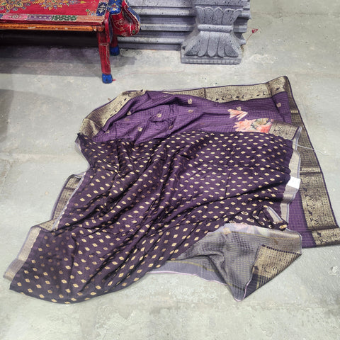Jelly grape digital printed matka silk saree